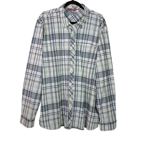 Simms Other - Simms Fishing Shirt Mens 2XL Blue Plaid M's Stone Cold Brrr Nylon‎ Outdoors L/S